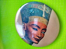 9688- Nefertiti-Oglinda mica dama poseta vintage metal lito.