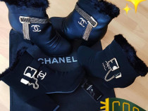 Botine Chanel import Franța logo metalic auriu