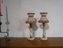 Set doua veioze vechi cu picior din onix (Lampi)