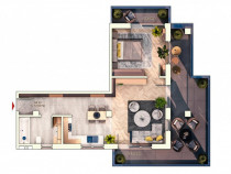 Apartament 2 camere, 52 mp,28 mp balcon, parcare subterana