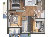 Apartament 3 camere, 81 mp, bloc nou, zona Iris