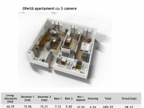 Apartament 3 camere ,105mp, zona Centrala in cel mai exclusi