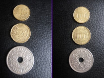 Monede rare 10 si 20 Euro Cent 2002 plus 5 Kroner 1990