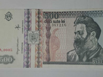 Vand Bancnota 500 lei Brancusi necirculata serie A.0005 filigram fata