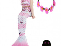 Set 5 piese Costum Sirena Ariel THK, Scoici, Roz, 140 cm