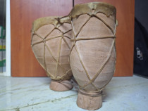 Tarabană dublă traditională din ceramică și piele naturală