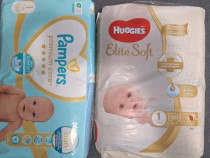 Pampers premium care și huggies