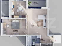 Apartament de lux cu 2 camere, 57,03 mp, zona Rediu