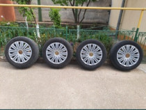 Set 4 roti echilibrate jante otel originale VW, anvelope vara Hankook