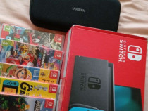 Nintendo Switch Red and Blue cu jocuri și husă