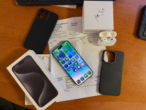 IPhone 15 PRO MAX Black Titanium Ca NOU + Air Pods Pro2 + 2 HuseKevlar