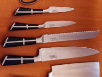 Set cutite + suport MYRIA MC4024, 9 piese, otel, 7.6 - 20.3 cm, negru