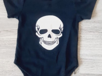 Body din Bumbac, Negru, Craniu, 80cm, pentru copii