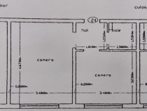 P.F vand 2 camere cămin (unite) cu hol și baie 32 mp Nicolina
