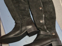 Cizme inalte piele naturala, imblanite, dama, 39, practic noi