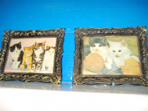 4805-Foto mici cu Pisici cu rame din plastic antichizate.