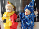 Marionete,Papusi Clown cu cap portelan si sfori,50cm Doua m