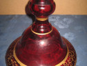9757-Capac- bol mare sticla groasa rubin aur coloidal piesa veche 1900
