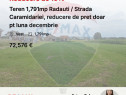 Teren 1,791mp Radauti / Strada Caramidariei