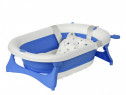 HOMCOM Cadita pentru baita pliabila pentru copii 0-3 ani cu indicator de temperatura si pernuta, 81,5x50,5x23,5 cm, albastru | AOSOM RO