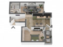 Apartament semifinisat, decomandat cu 2 camere, 44mp, in Apa