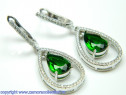 Cercei argint rodiat, smarald si zirconii Model CR267701
