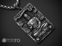 Amuleta Medalion Pandantiv Tabletă Buddha INOX - cod PND195