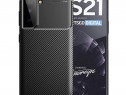 Samsung S21 S21 Plus S21 ULTRA - Husa Carbon Silicon Neagra