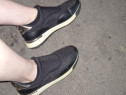 Pantofi dama sport/Adidasi LCWaikiki negrii cu auriu, piele+textil, 40