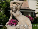 Statuetă jardinieră flori, galben patinat, model J12.
