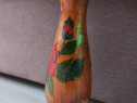 Vaza din lemn cu model floral