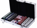 HOMCOM Set de Poker, 300 jetoane, Geanta din aluminiu, Argintiu