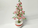 Reducere! Pom decorativ cu flori roz, copac margele, inaltime 30 cm