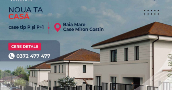 New! ansamblu rezidential de case tip p si p+1, str miron costin