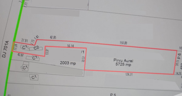 Teren 5725 mp tomsani, dâmbovița, la drum judetean