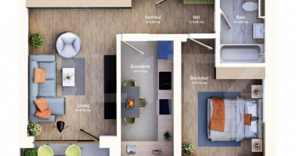 Apartament de vanzare, cu 2 camere, 50 mp, zona mehala