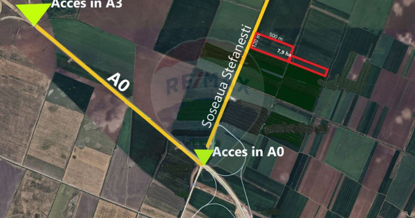 Teren intravilan 7.9 ha, afumati, deschidere 120m soseaua...