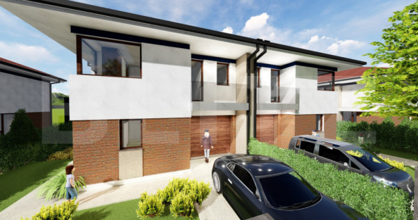 Casă modernă 192 mp, 5 camere, living, bucatarie, ansamblu
