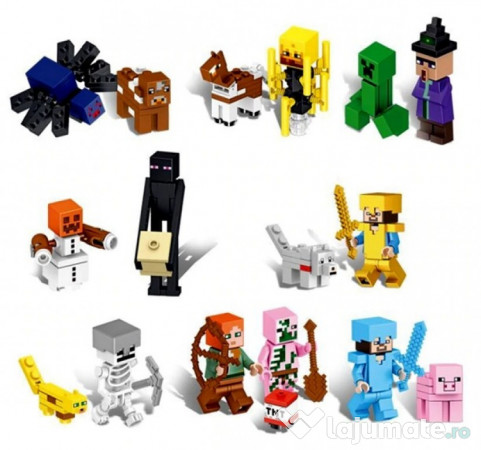 Set 16 Minifigurine Noi Tip Lego Minecraft Cu Witch 72 Lei