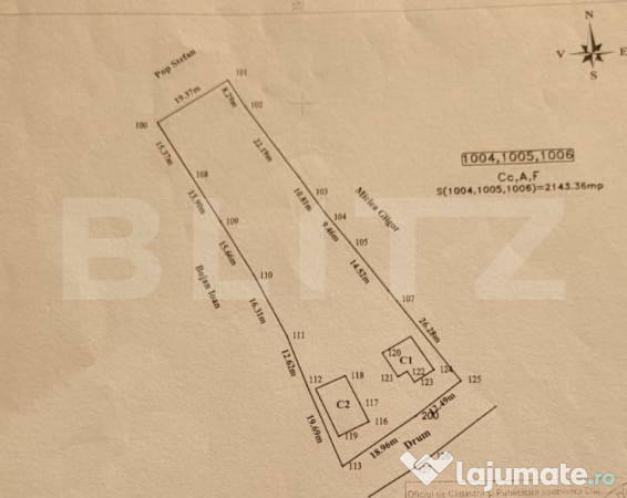 Teren 2143 mp, feleacu, intravilan, cu sura si casa demolabi