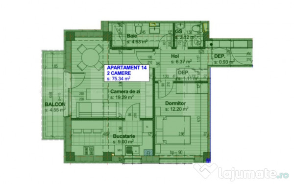 Apartament Nou, 60 mp utili, 2 camere decomandat Bloc Rezide