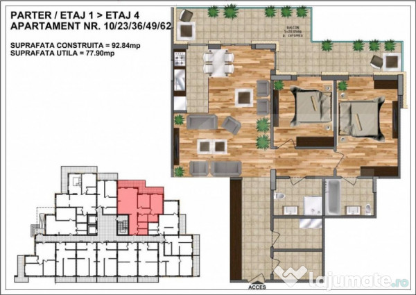 Apartamente noi finisate, 2-3 camere, 30-90 mp, zona Nord-An