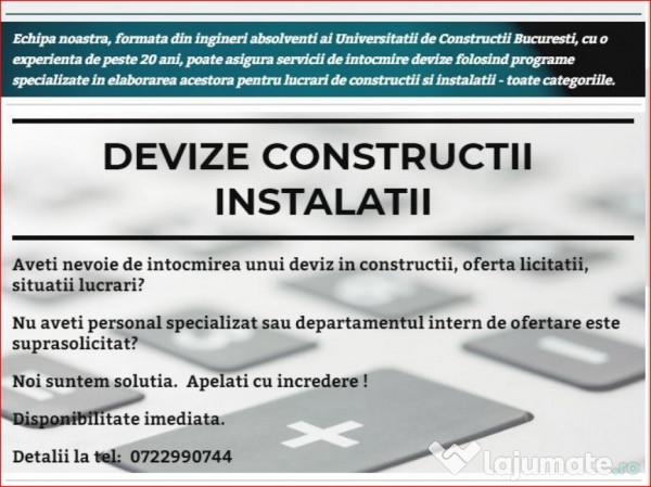 Intocmire Devize Constructii Situatii Lucrari Licitatii 100 Eur Lajumate Ro