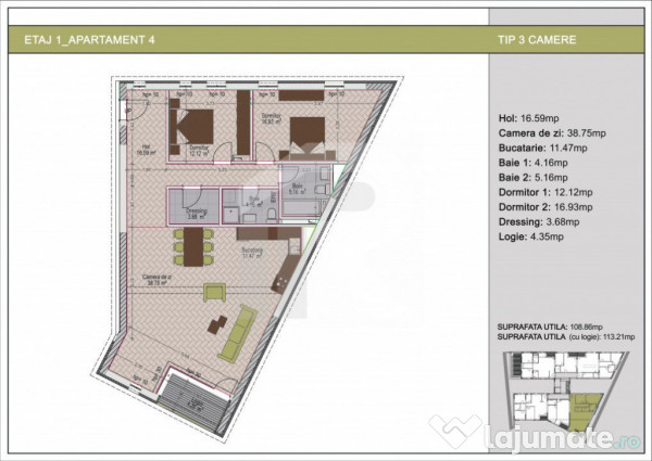 3 camere bloc nou, zona Nerva Traian, metrou Timpuri Noi