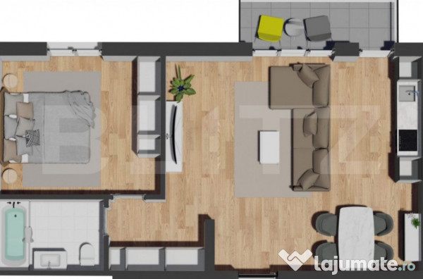 2 camere | zona vivo | încălzire în pardoseala