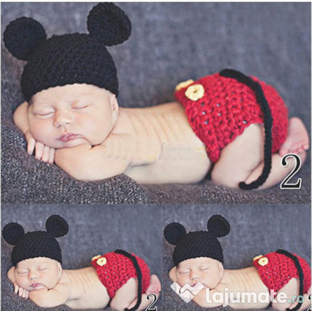 Costum Crosetat Bebelusi Mickey Mouse Botez Sedinte Foto Nou 40