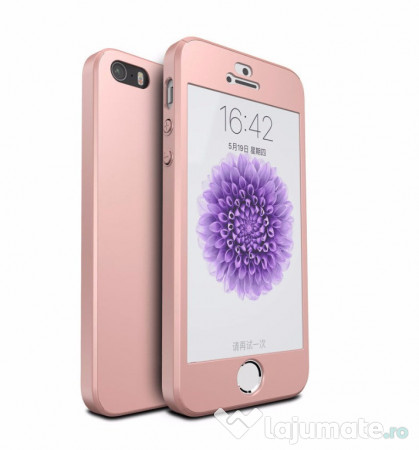 Husa Plastic 360 Roz Fata Spate Folie Sticla Iphone 5 5s Se 30 Lei Lajumate Ro