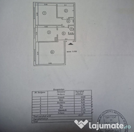 Apartament 2 camere decomandat-Pod de fier-bloc 1982