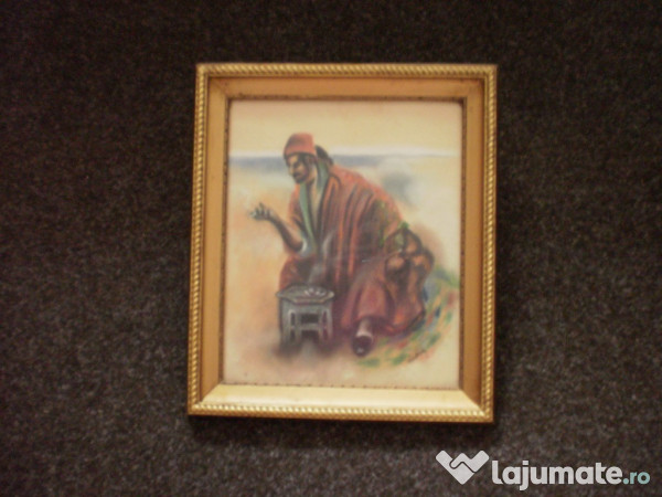 Tablou Vintage In Acuarele Cu Geam Si Rama Aurita 490 Lei Lajumate Ro