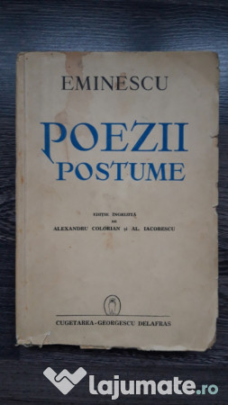 Carte Veche Mihai Eminescu Poezii Postume 1940 30 Lei Lajumate Ro